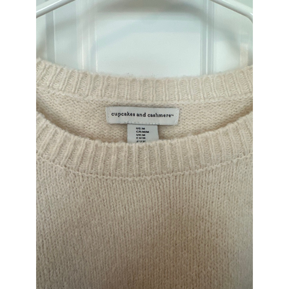 Women's Cupcakes and Cashmere M Crew Neck Pink and Beige Block Sweater - Picture 2 of 4
